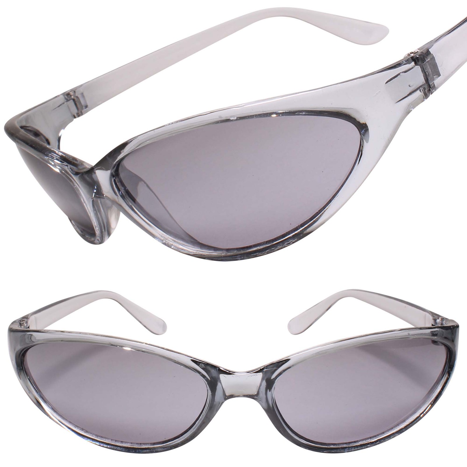 Lightweight Low Profile Cycling Running Wrap Sport Transparent Gray Sunglasses