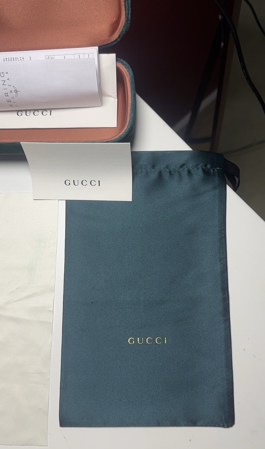 Gucci Women’s Square Sunglasses Gold Metal Frame New Original Tags Dustbag