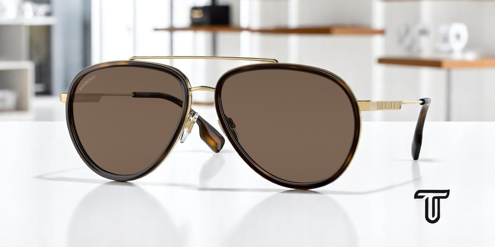 BURBERRY Oliver BE3125 101773 Gold Dark Brown 59 mm Men’s Sunglasses
