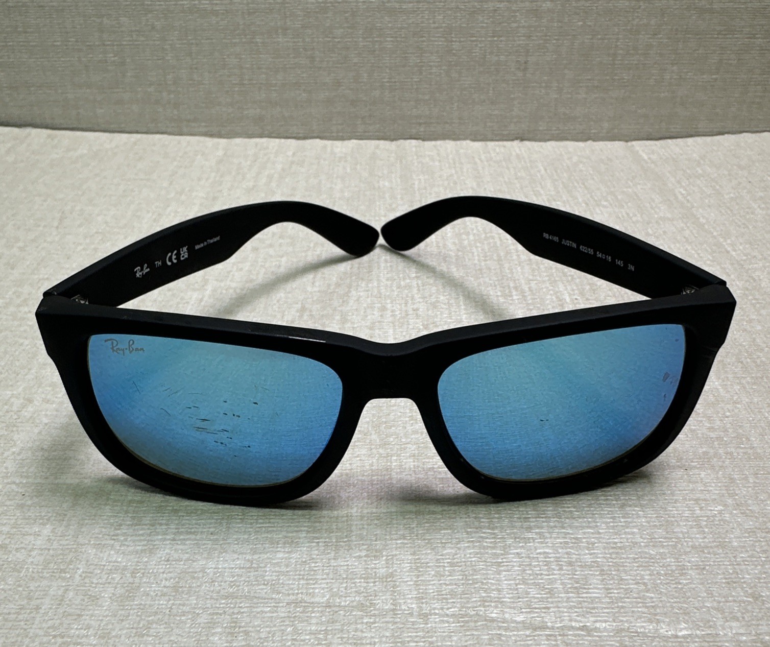 Ray Ban RB4165 Justin 622/55 Black Sunglasses 54-16-145 Dark Blue Lens / READ