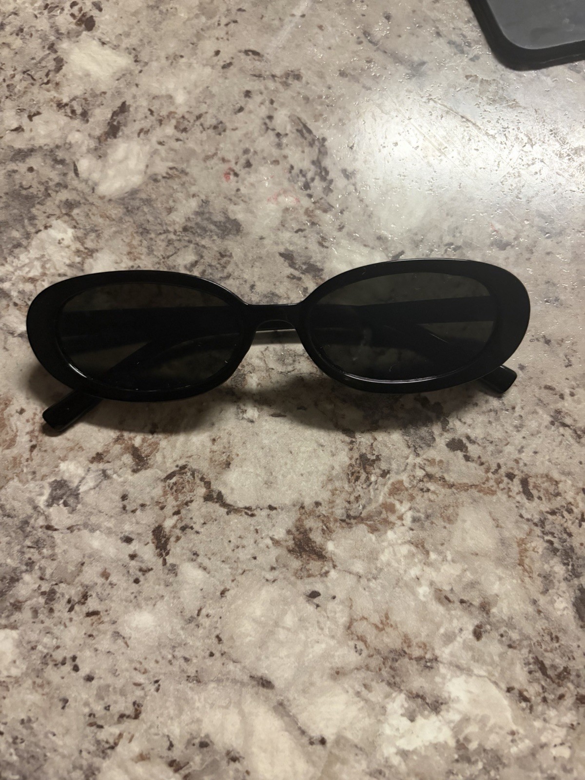 Black Oval Sunglasses Unisex Adults Tinted Black Lenses Plastic Frame