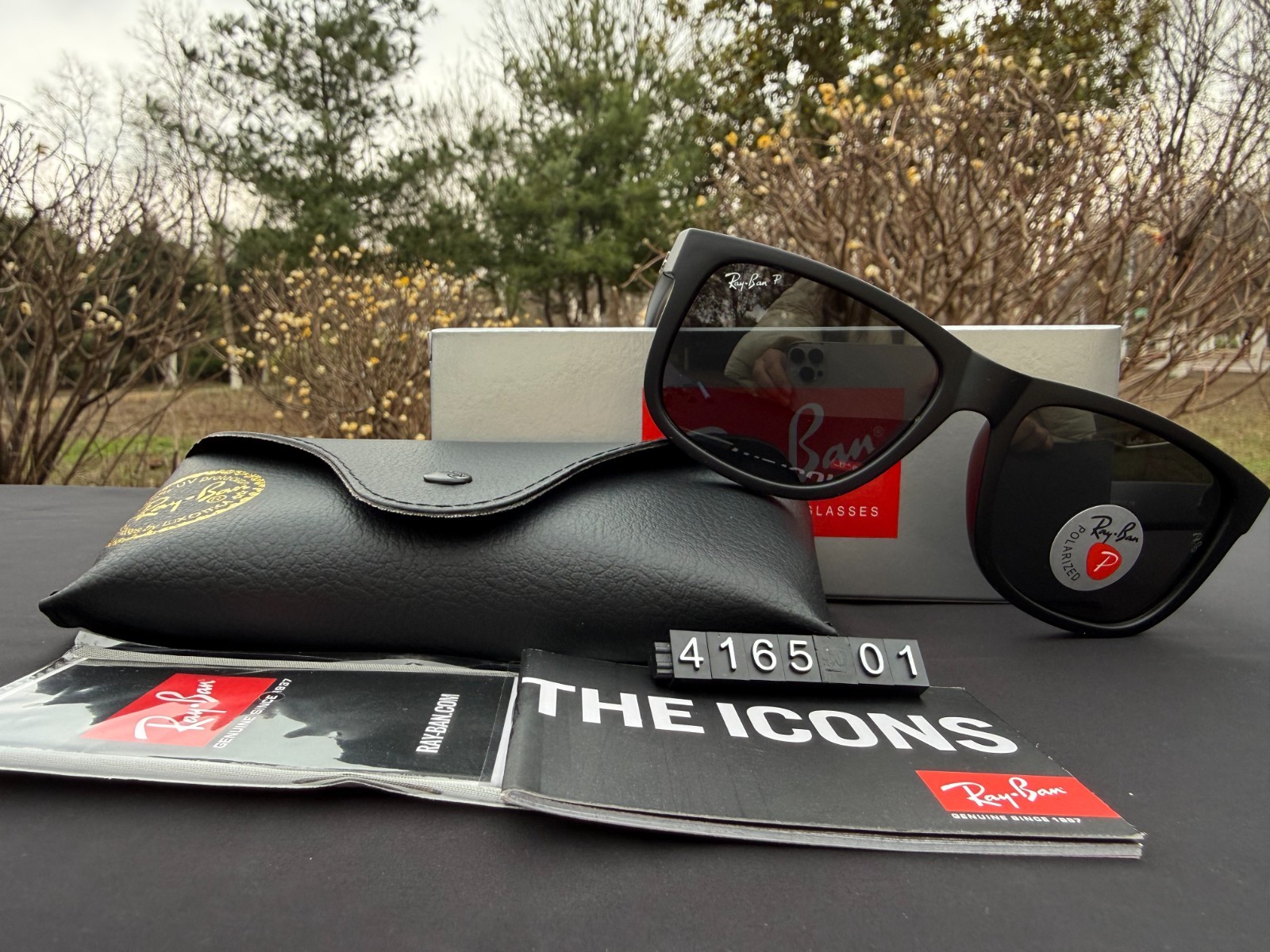 RAY-BAN RB4165 Justin Sunglasses Black Frame Polarized Grey Lens