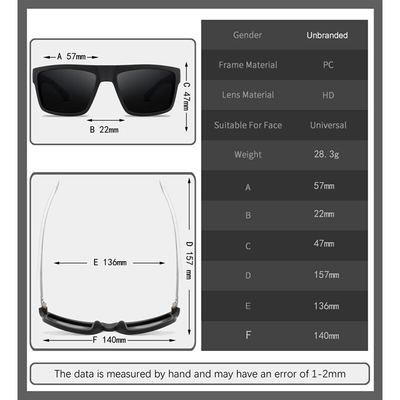 Square Polarized Sunglasses UV Protection Men Outdoor Sports Driving Sun Glasses