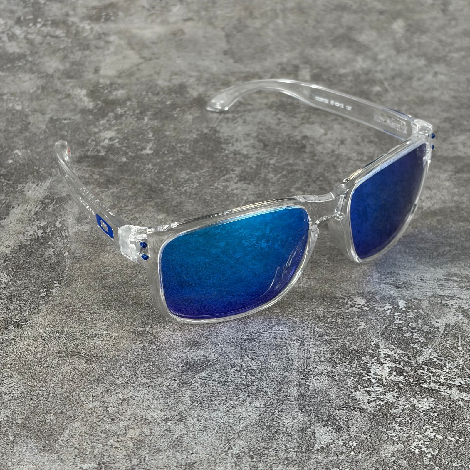 Oakley Holbrook Clear Frame Sapphire Iridium Polarized Sunglasses