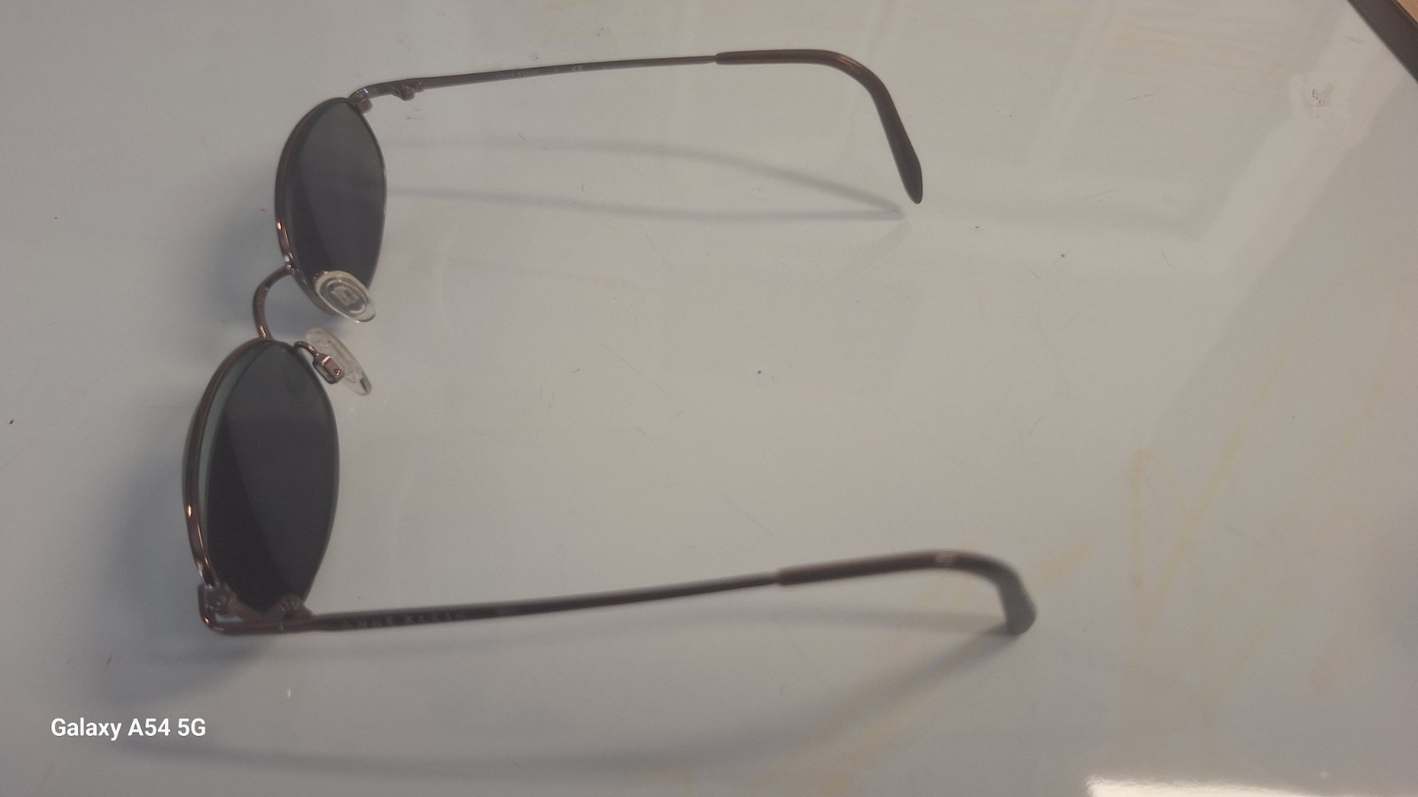 Anne Klein Designer Oval Sunglasses Brown Metal Frame Gray Tinted Lenses