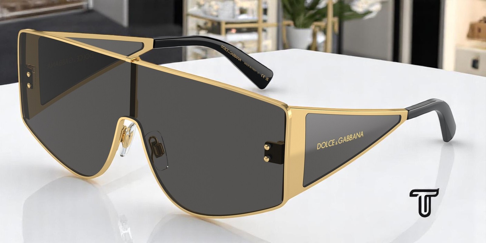 DOLCE N GABBANA DG2305 02 87 Gold Dark Grey 44 mm Men’s Sunglasses