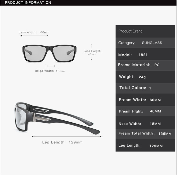 Men Photochromic Polarized Sunglasses Outdoor Transition Lens Driving Glasses