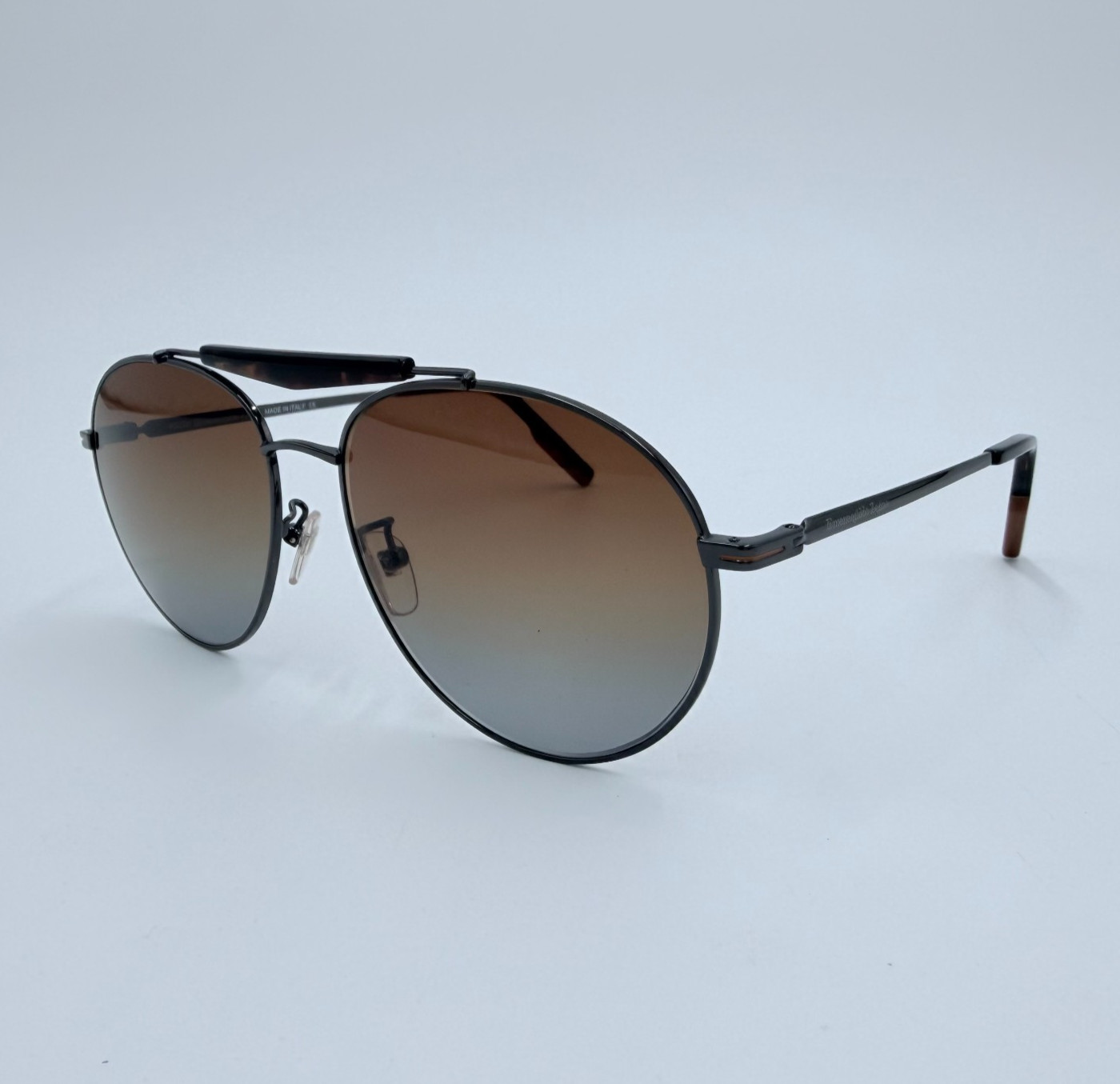 NEW Ermenegildo Zegna EZ0154-F 12F Aviator Sunglasses Gunmetal Zeiss Brown Lens