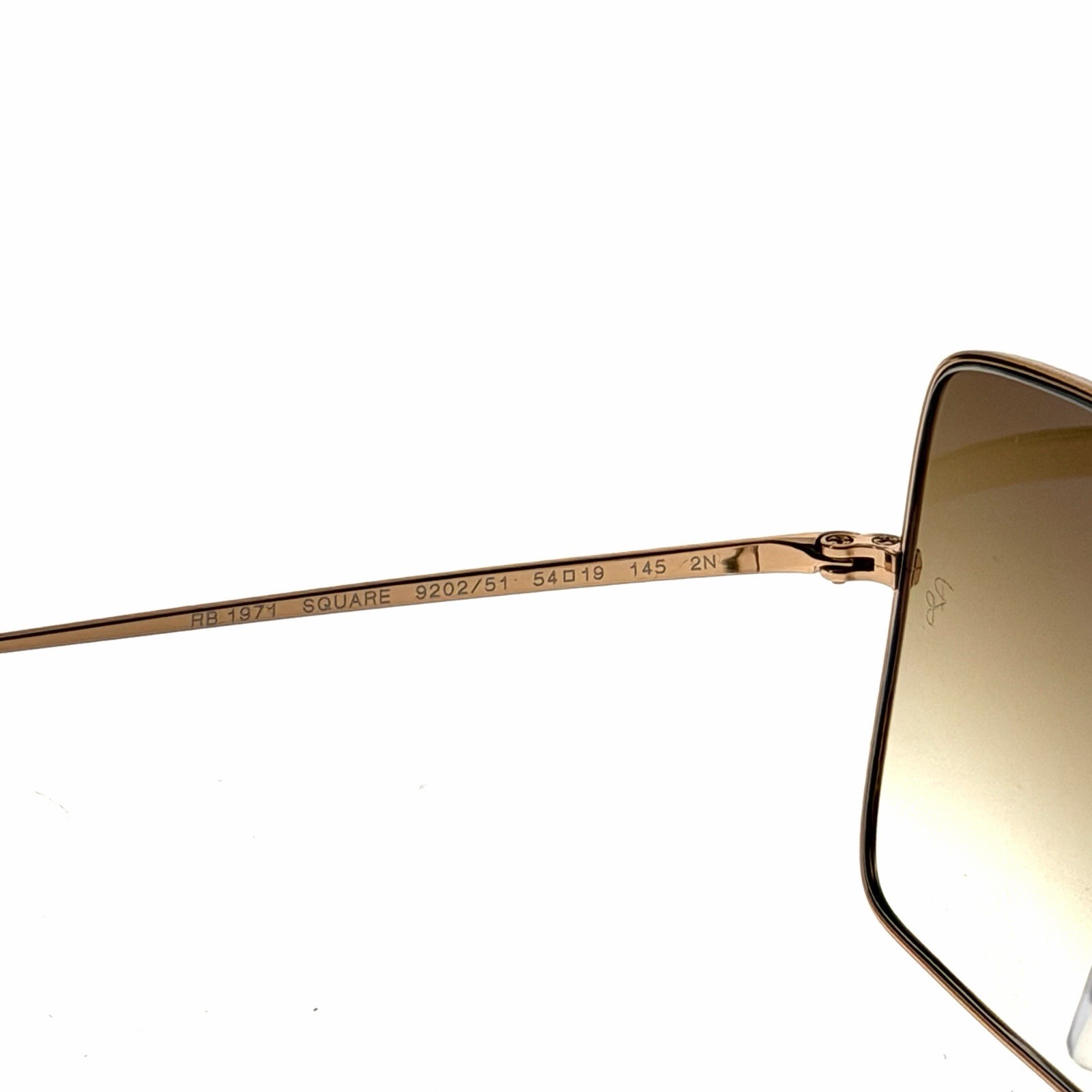 RAY-BAN SQUARE SUNGLASSES ROSE GOLD METAL / BROWN CLEAR GRADIENT RB1971 920251
