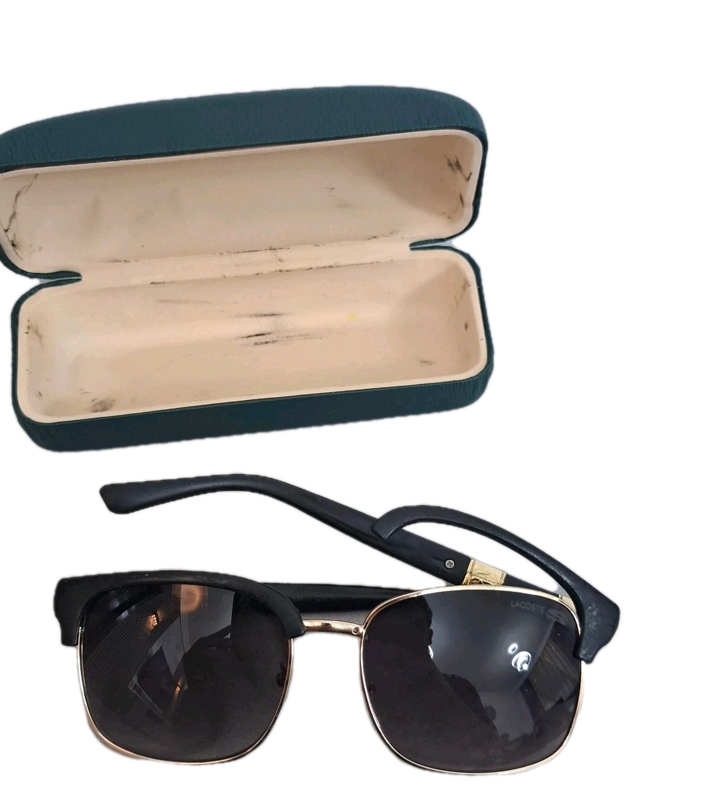 Lacoste Sunglasses Black Gold Frame With Case Repair Needed Authentic