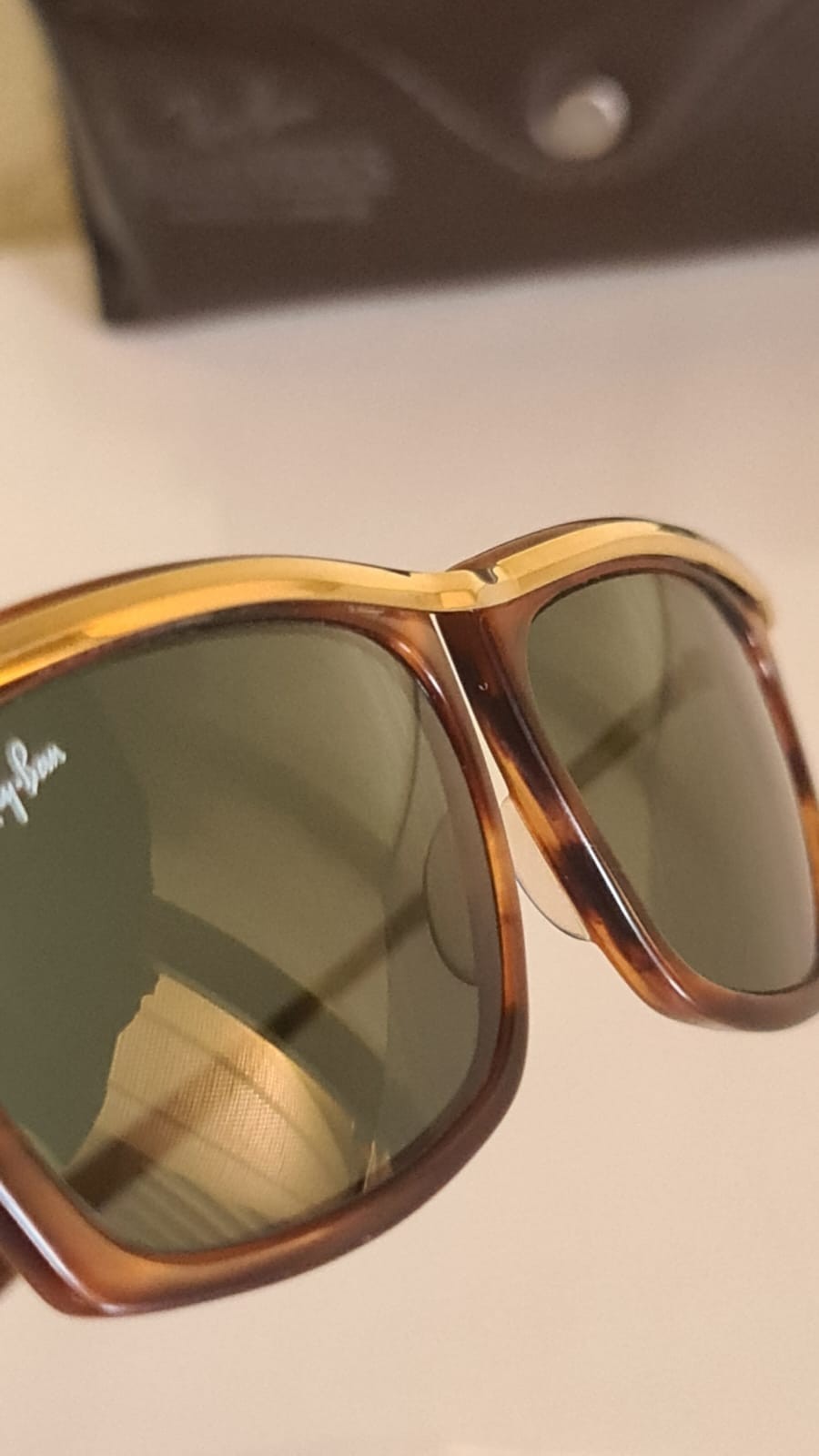 Vintage Ray-Ban B&L Olympian II L1005 Tortoise Gold G-15 USA Sunglasses & Case