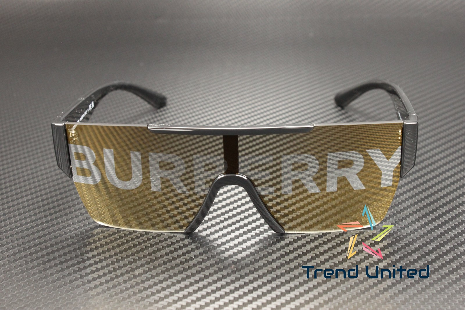 BURBERRY BE4291 3001 G Black Grey Tamp Bur Silver Gold 38 mm Men’s Sunglasses