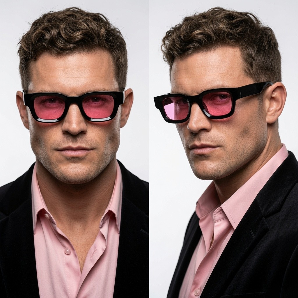 Men’s Sunglasses Square UV 400 Protection Black Frame Blue Lens Rapper Luxury