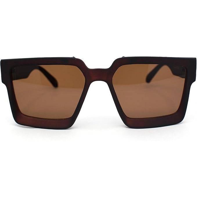 Men’s Oversized Square Sunglasses Brown Tinted Lenses Bold Frame Style Lentes