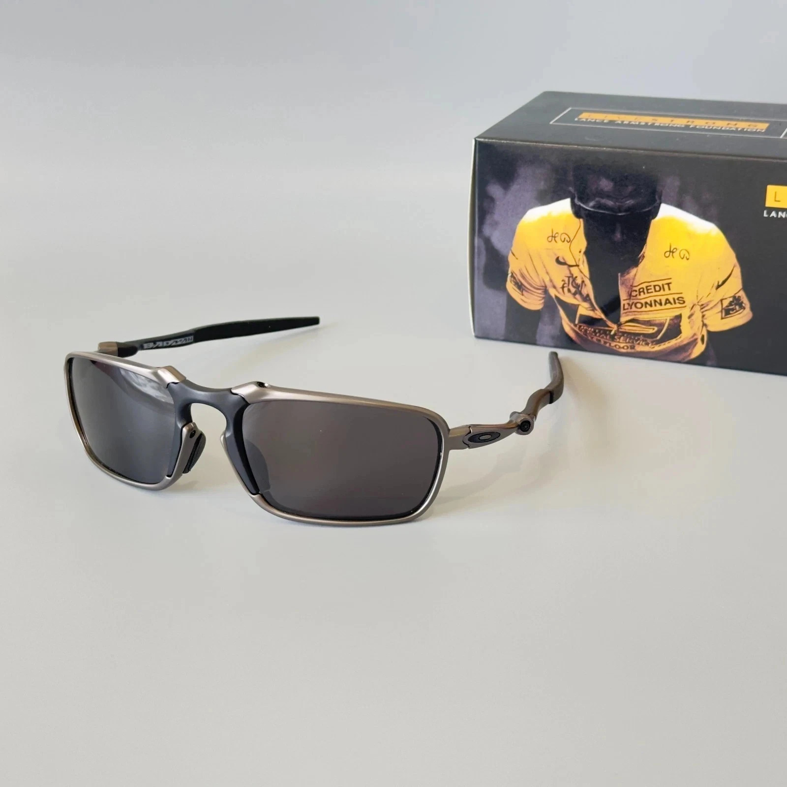 Oakley Badman OO6020 Sunglasses Gun Gray Frame Black Polarized Lens