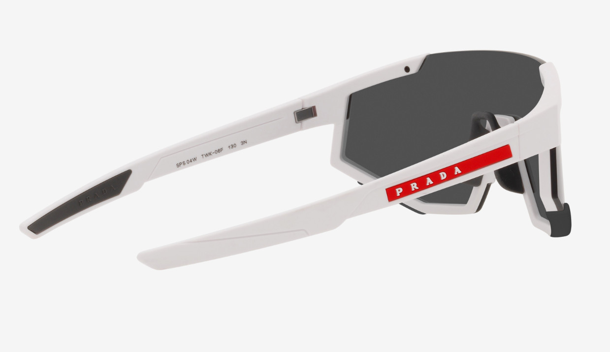 PRADA 04W PS04WS Linea Rossa IMPAVID Sport Sunglasses White Pilot Wrap AUTHENTIC