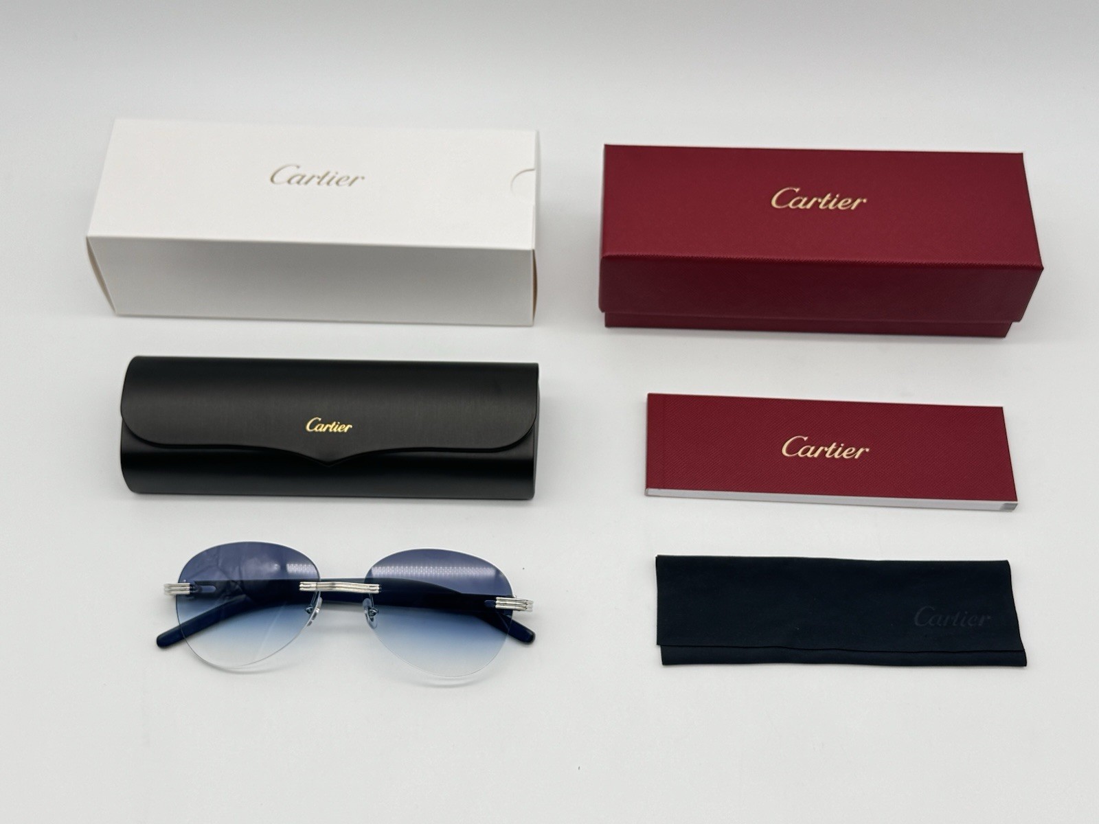 PREMIERE DE CARTIER C DECOR BLUE BUBINGA WOOD SUNGLASSES NEW 100% GENUINE ~$3625