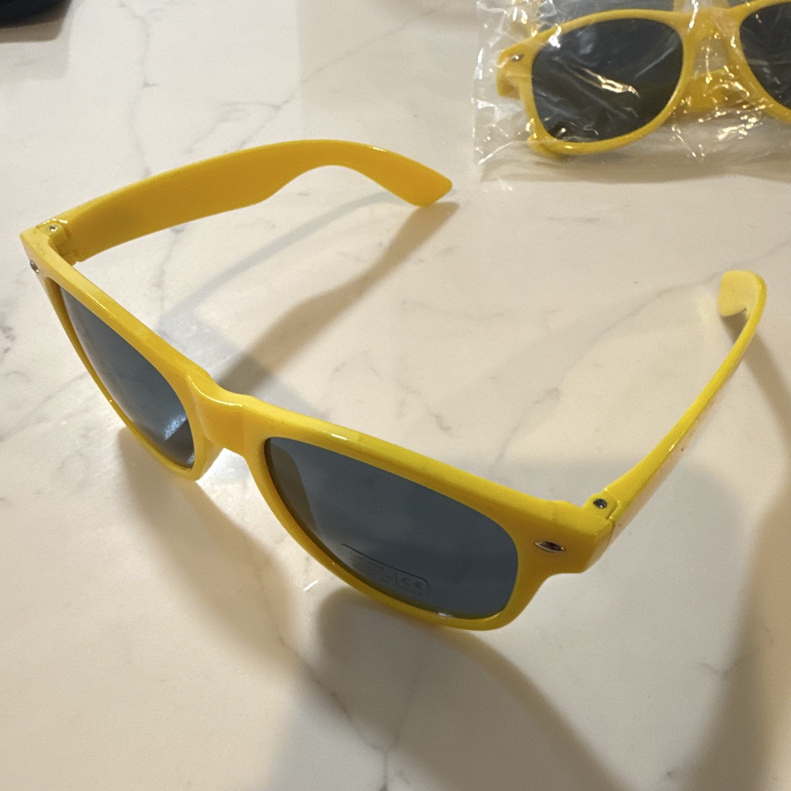 Twisted Tea Sunglasses Yellow Plastic Frame Black Lenses UV400 3pc