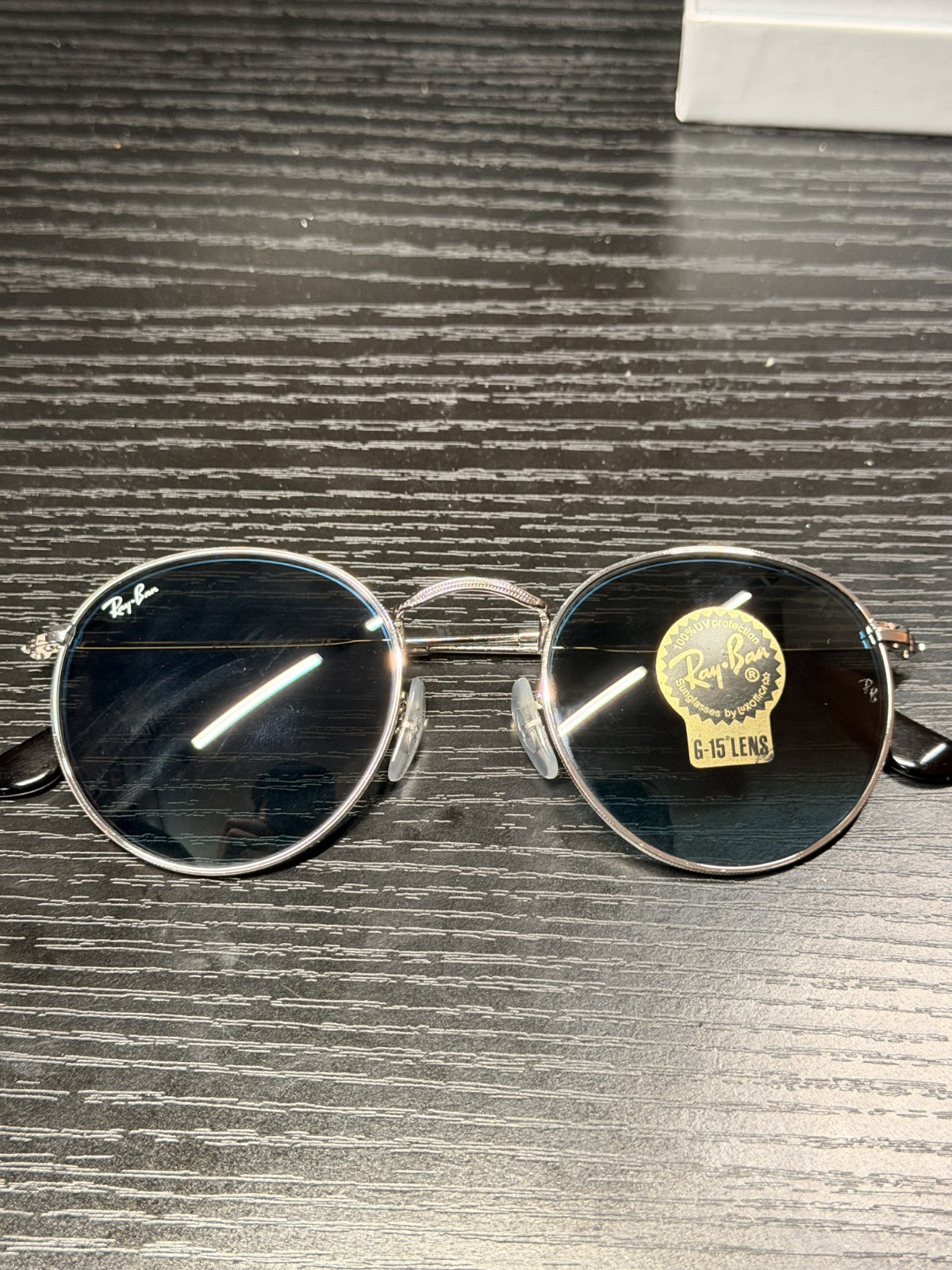 Ray-Ban Round Metal RB3447 50mm Blue Classic lenses with Black Tips