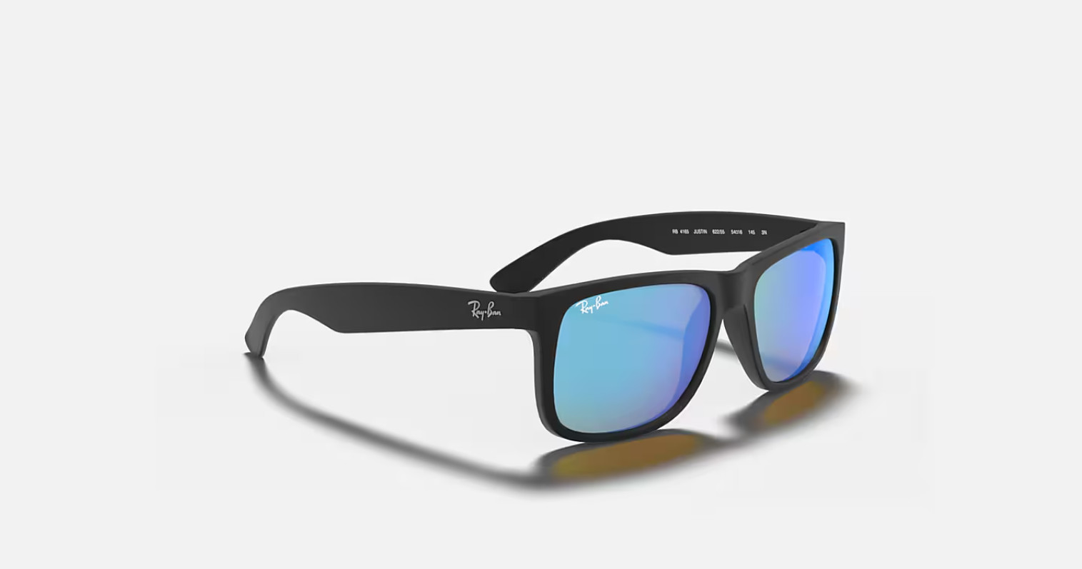 Ray-Ban Justin Color Mix Matte Rubber Black / Blue Mirror 54 mm Sunglasses