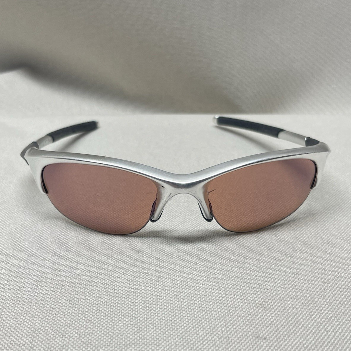Oakley Men’s Lightweight Wrap Polarized Sunglasses Silver Metal Brown Lens