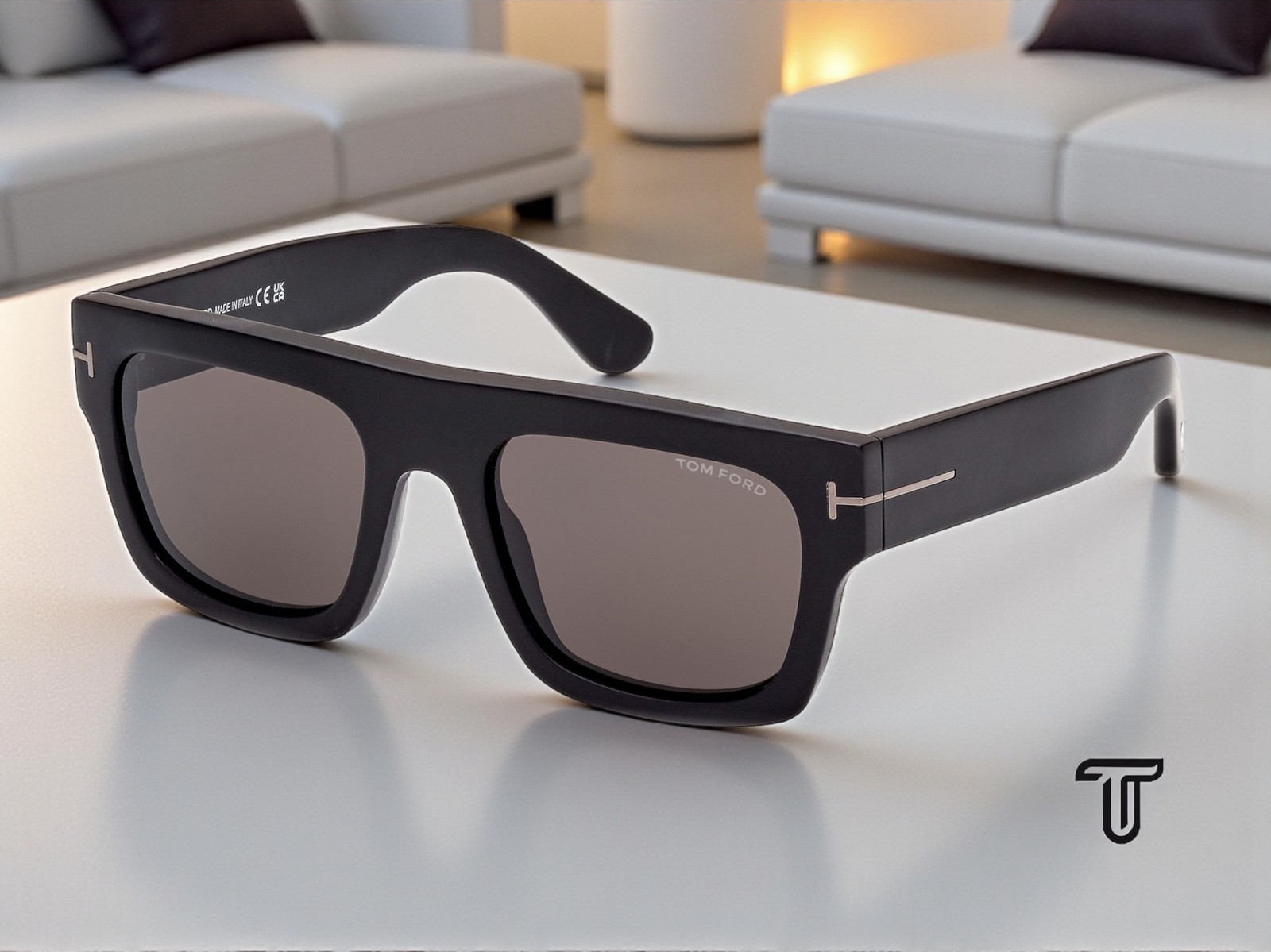 TOM FORD FT0711-N 02A Fausto Geometric Matte Black Smoke 53 mm Men’s Sunglasses