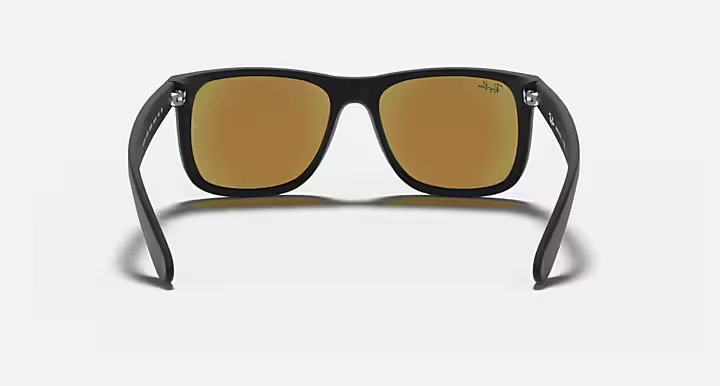 Ray-Ban RB4165 Justin Matte Black Blue Mirror Sunglasses 54mm Square
