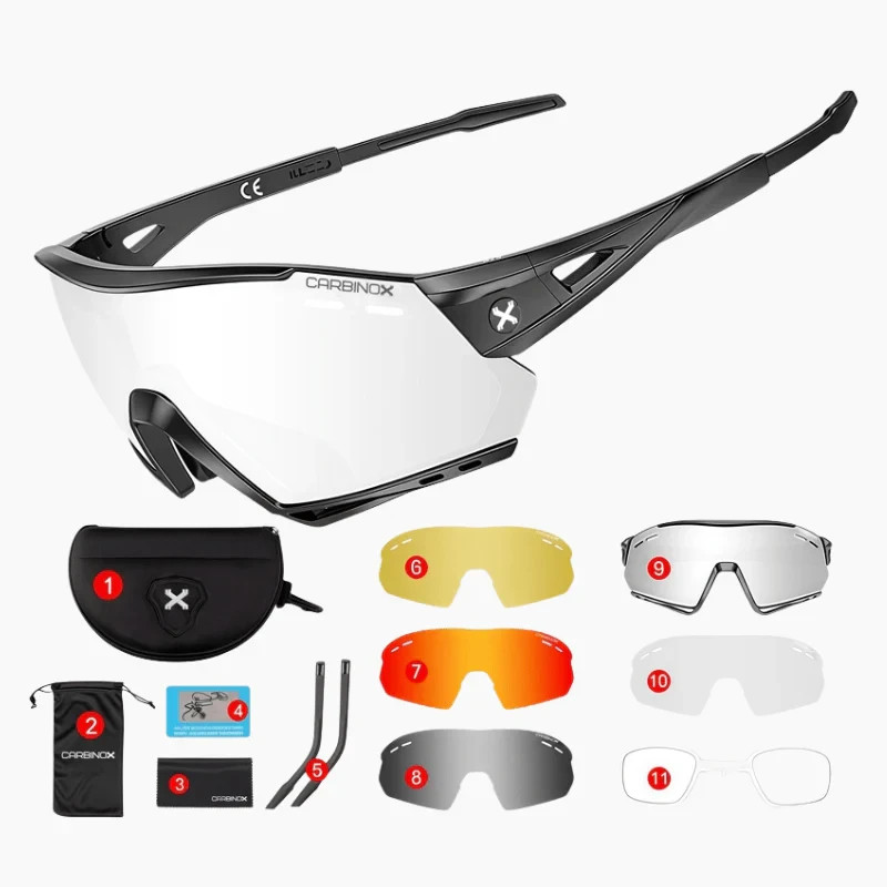 CARBINOX Sports Sunglasses w/ Multiple Lenses Anti-Glare, 100% UV Protection NEW