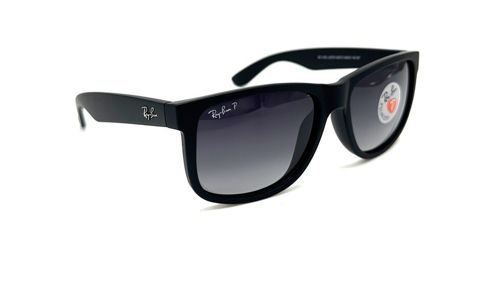 Ray-Ban 4165 Sunglasses Justin Black Gradient Grey Men – 622/T3 55 mm Polarized