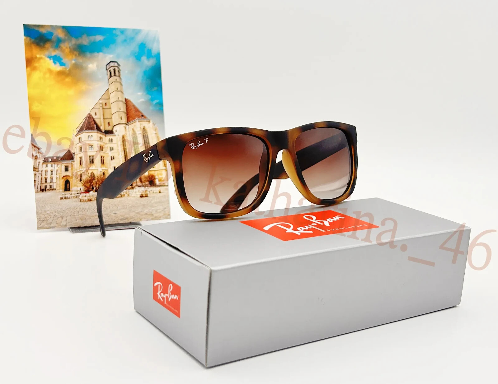 Ray-Ban Justin RB4165 54mm Matte Tort Polarized Sunglass Rubber Gray-Brown Frame