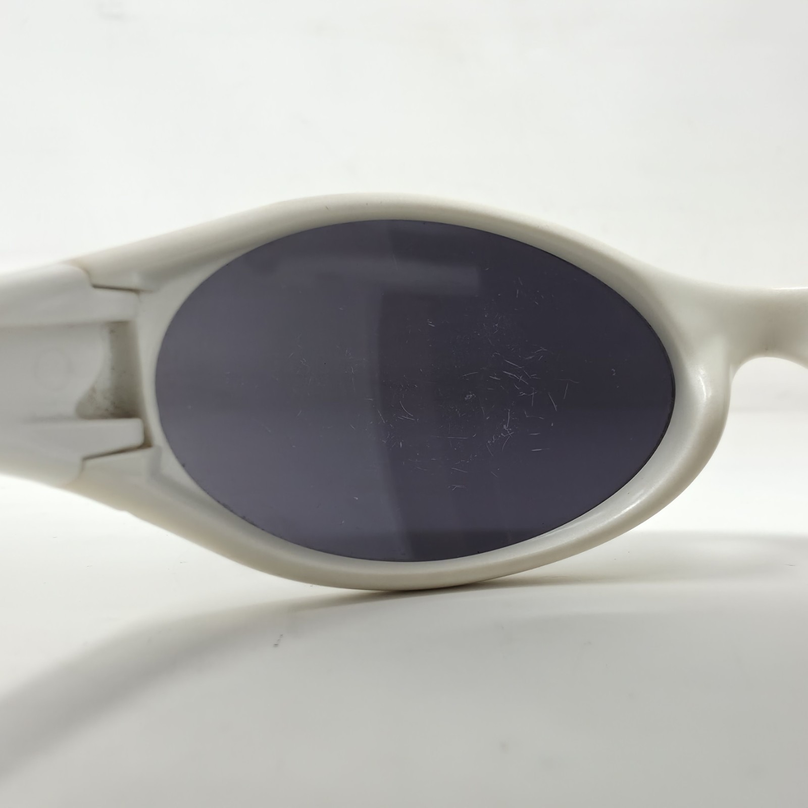 VTG Oakley New Eye Jacket Sunglasses Pearl White Made In USA Scratched Lenses