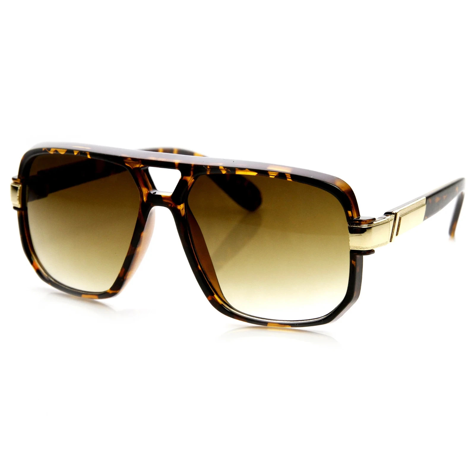 Men Sunglasses Designer Square Black Lens Gold Fashion Classic Retro Vintage NEW
