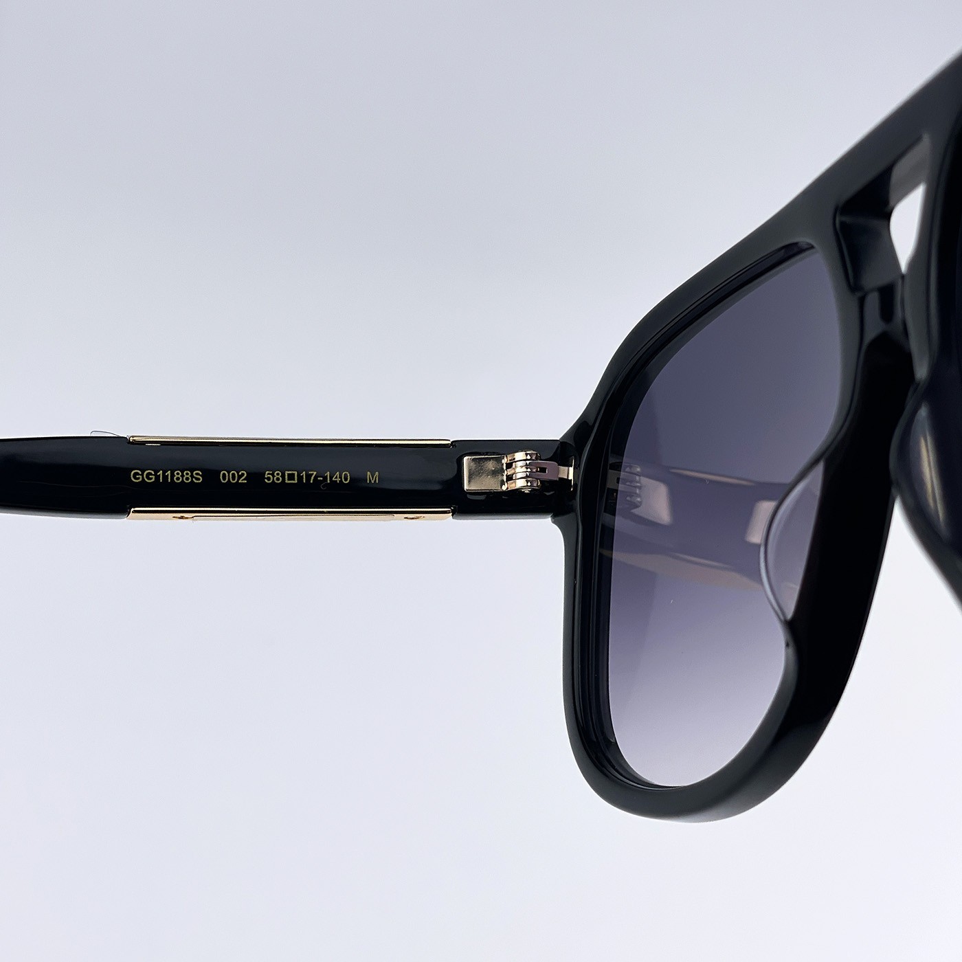 Gucci Men Sunglasses Black Grey Gradient Pilot GG1188S 002 NEW AUTHENTIC