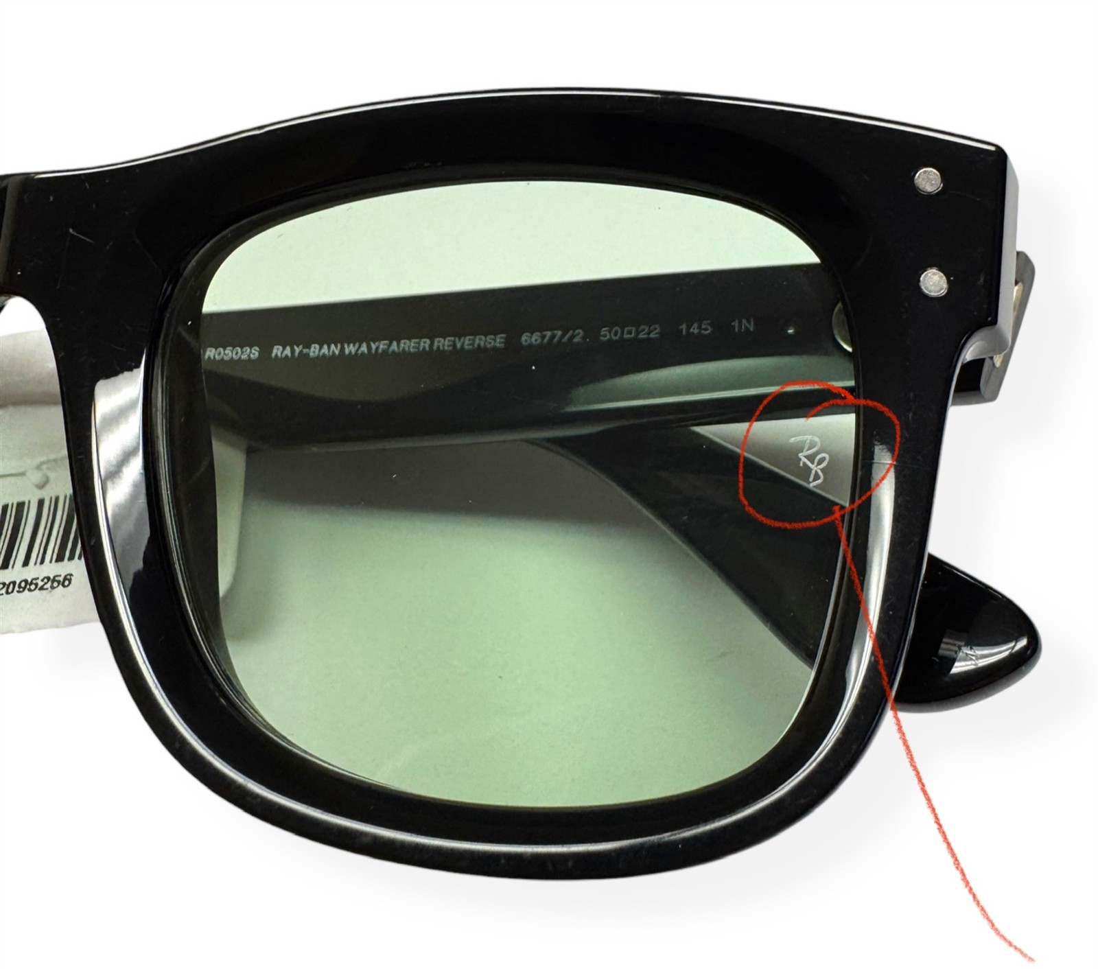 Ray-Ban Wayfarer Reverse Sunglasses RBR0502S Shiny Black Light Green 50mm w/case