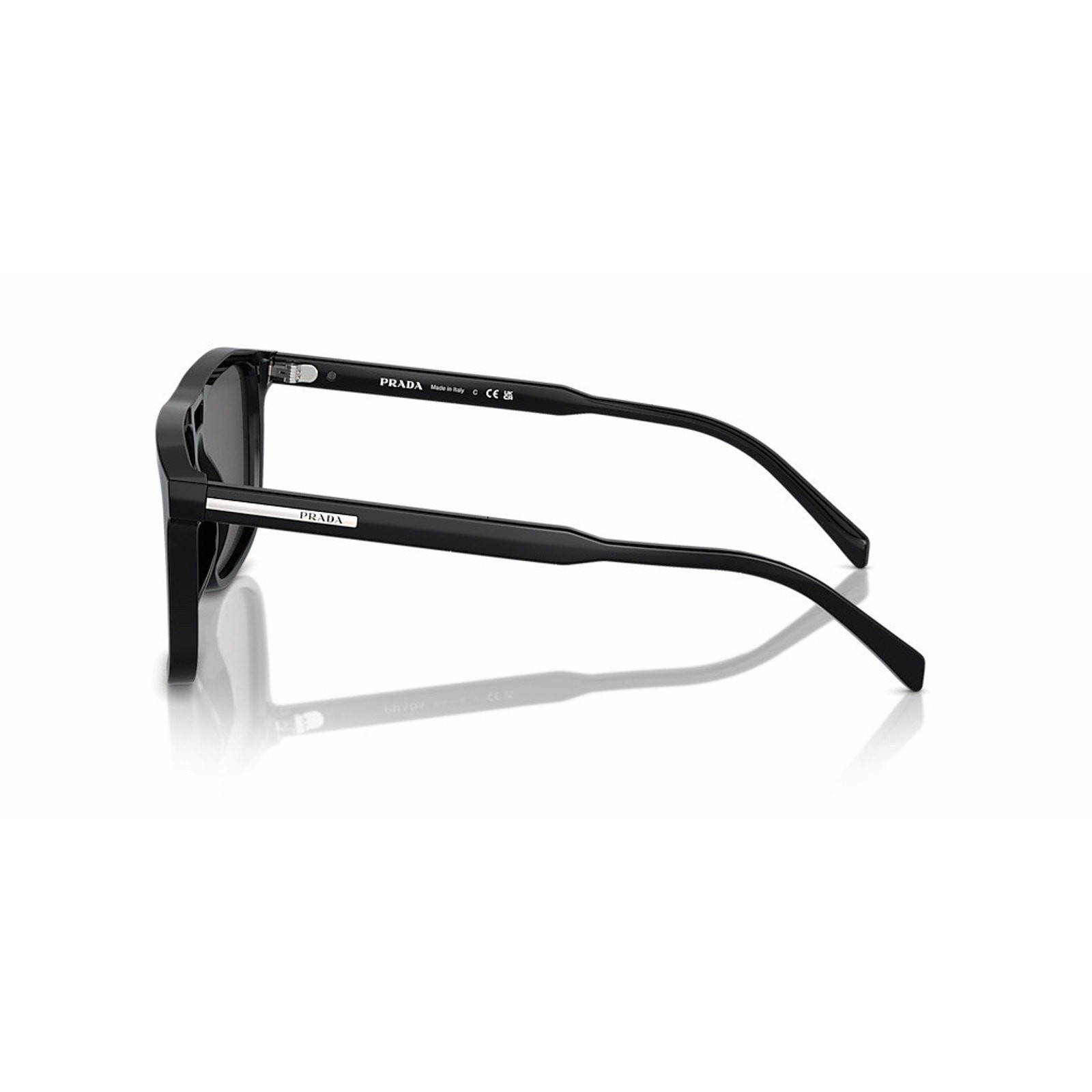 PRADA PR A22S 16K08Z Black Silver Logo Dark Grey Lens Sunglasses AUTHENTIC