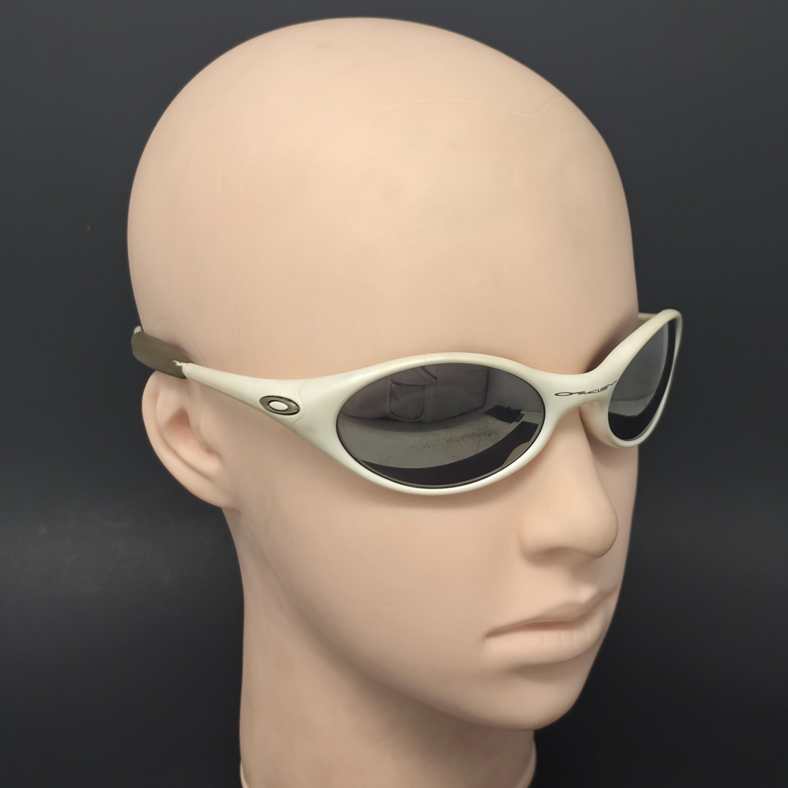 VTG Oakley New Eye Jacket Sunglasses Pearl White Made In USA Scratched Lenses