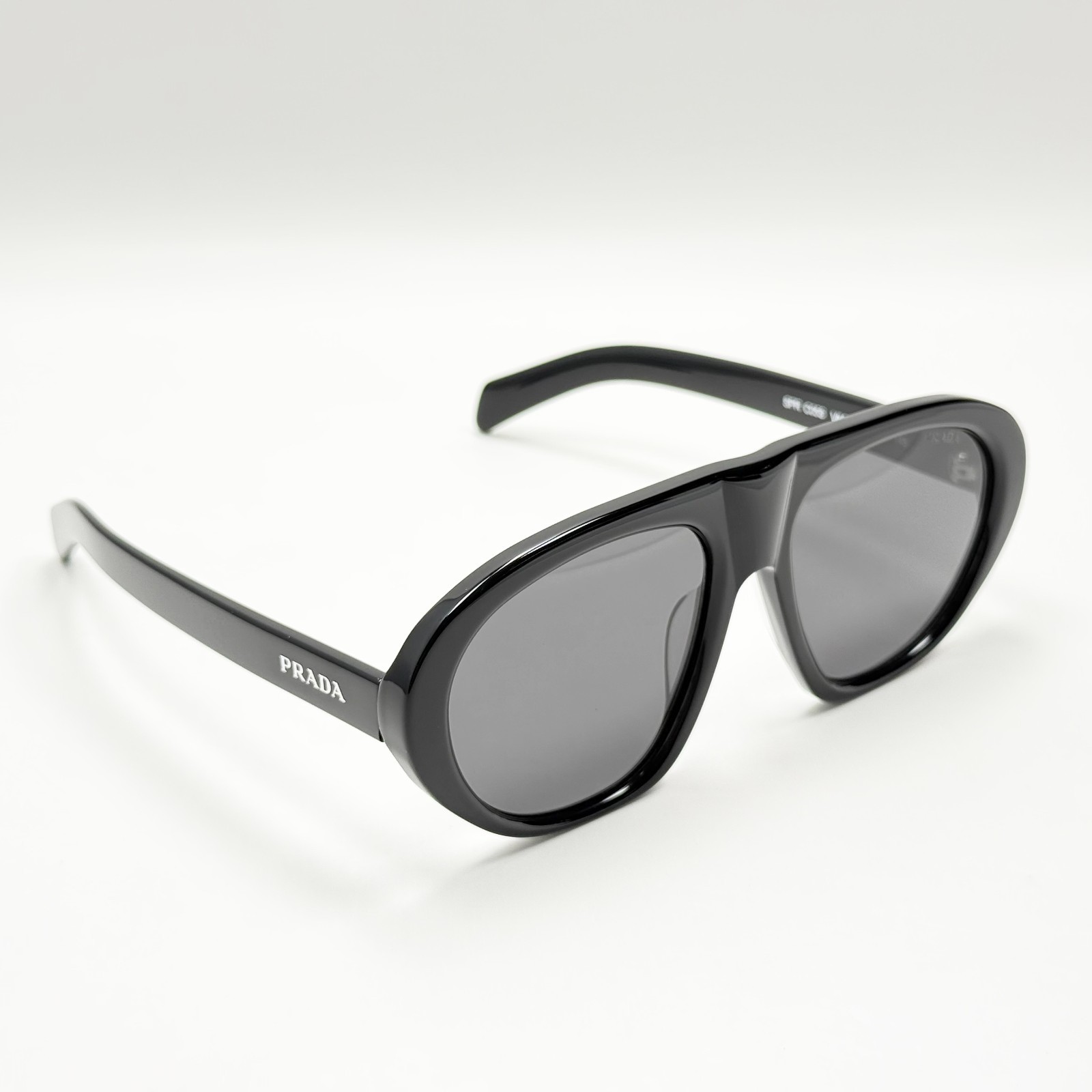 Prada SPR C05S Shield Sunglasses Black Frame Gray Lens Oversized Unisex Italy
