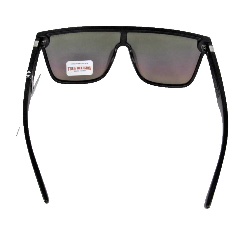 TRUE RELIGION Mens Matte Black Plastic Sunglasses 1-PC Rainbow Mirror Lens