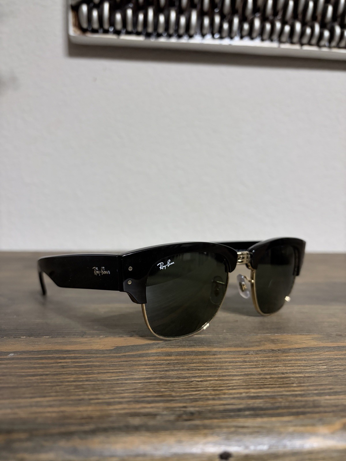 Ray-Ban Men’s Browline Sunglasses Black Plastic/Metal Frame Green Tinted Glass