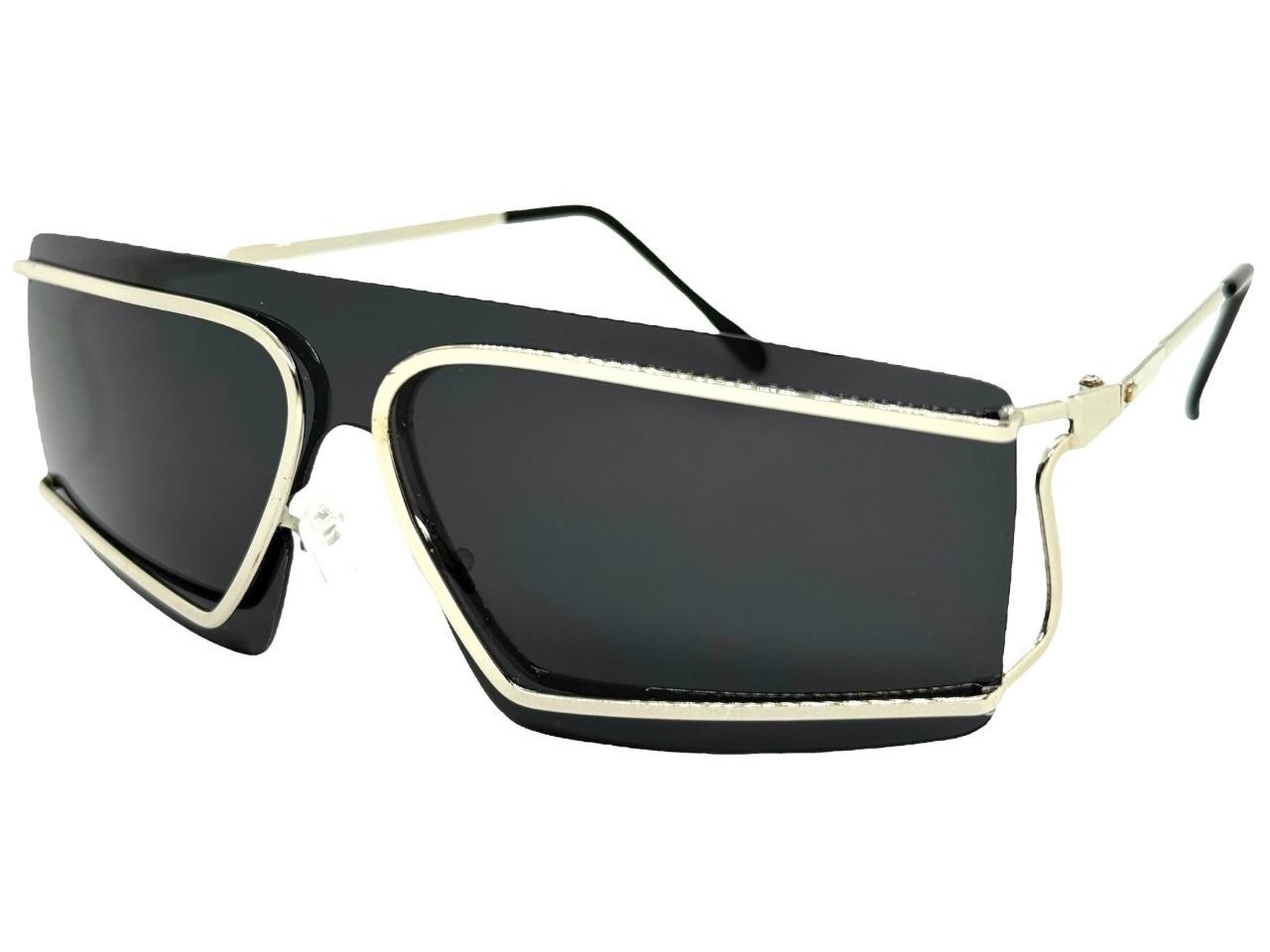 Futuristic Modern True Vintage Retro Shield Party Raver SUNGLASSES Silver Frame