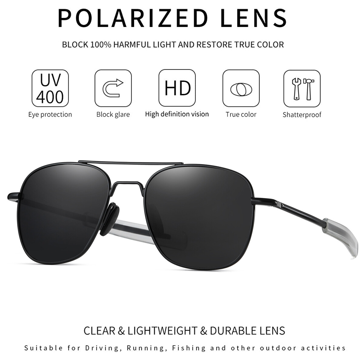 Aviator Sunglasses Premium Military Pilot Ultraviolet Mens Polarized Sunglasses