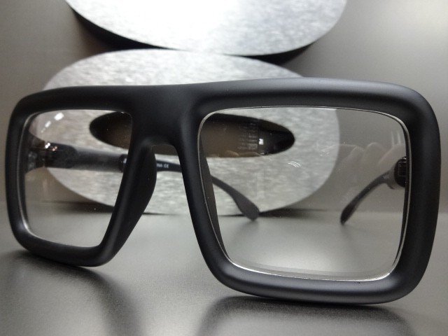 Mens Women OVERSIZE VINTAGE RETRO Clear Lens EYE GLASSES Large Matte Black Frame