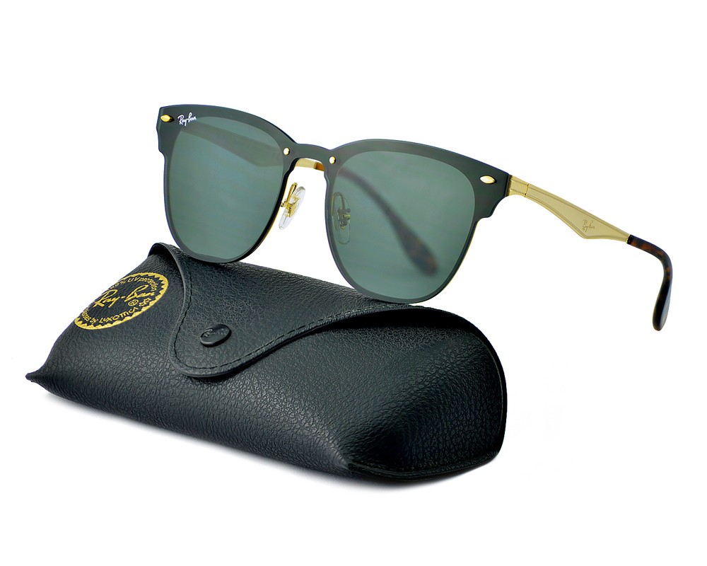 Ray-Ban Sunglasses RB3576N Blaze Clubmaster Gold Frame Green Classic Lens 47mm
