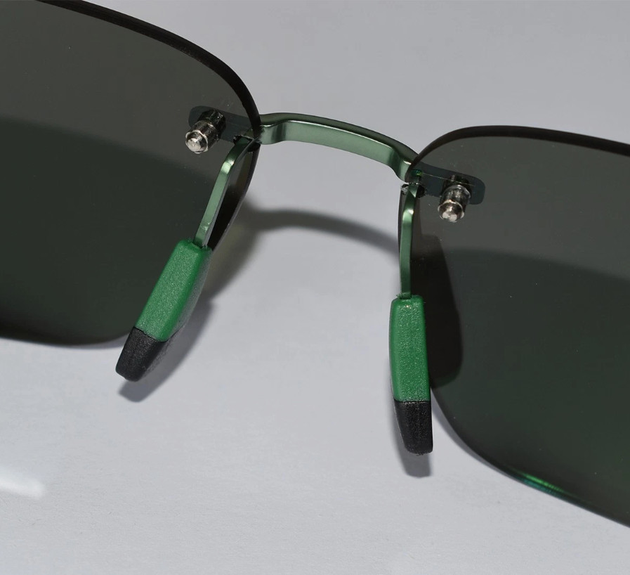 Maui Jim Sunglasses Lanakila GM624-15 Rimless Polarized Sunglasses Green Mirror