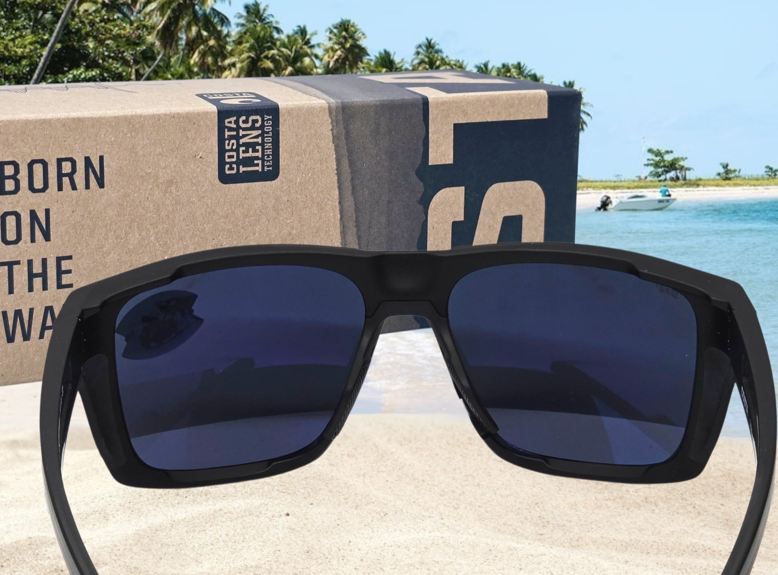 COSTA DEL MAR matte black/blue mirror LIDO polarized 580P sunglasses NEW IN BOX!
