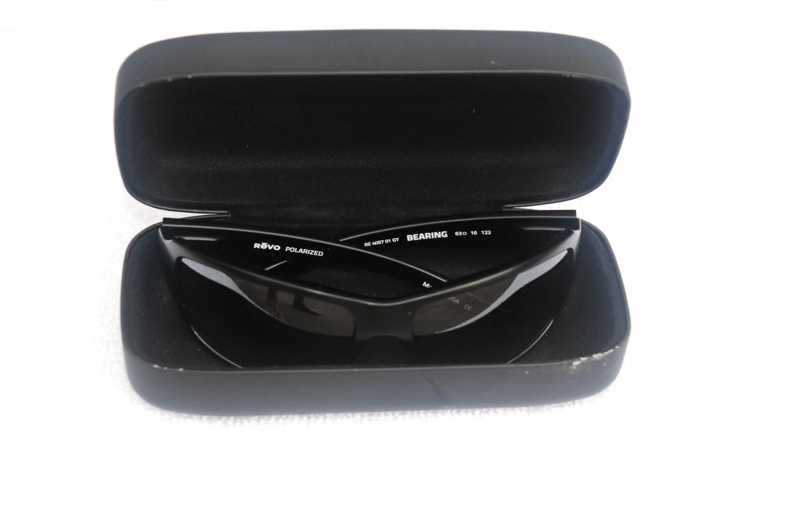 REVO RE 4057 01 BL 63-16 BEARING BLACK MIRROR POLARIZED SPORT WRAP SUNGLASSES