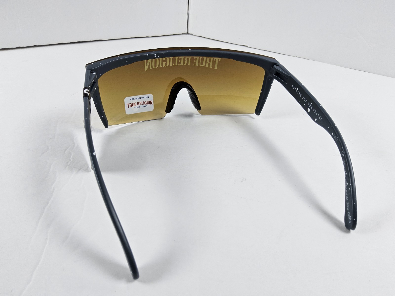 True Religion 100% UV Protection Logo Shield Speckle Reflective Sunglasses