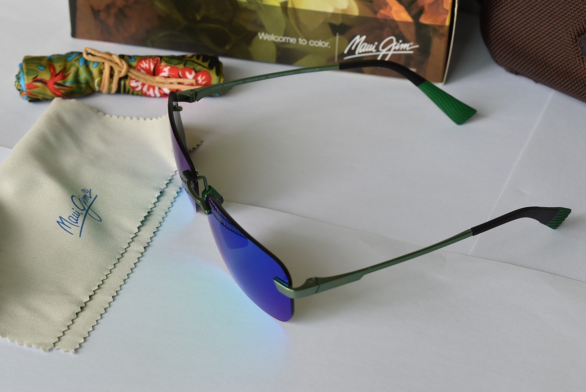 Maui Jim Lanakila GM624-15 Rimless Polarized Sunglasses Green Mirror 59-16-140