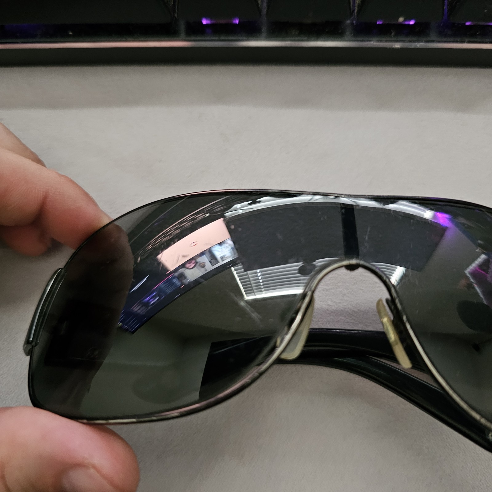 Versace Shield Sunglasses Black Frame Gray Mod 2101 1009/87 – Scuffed Lens