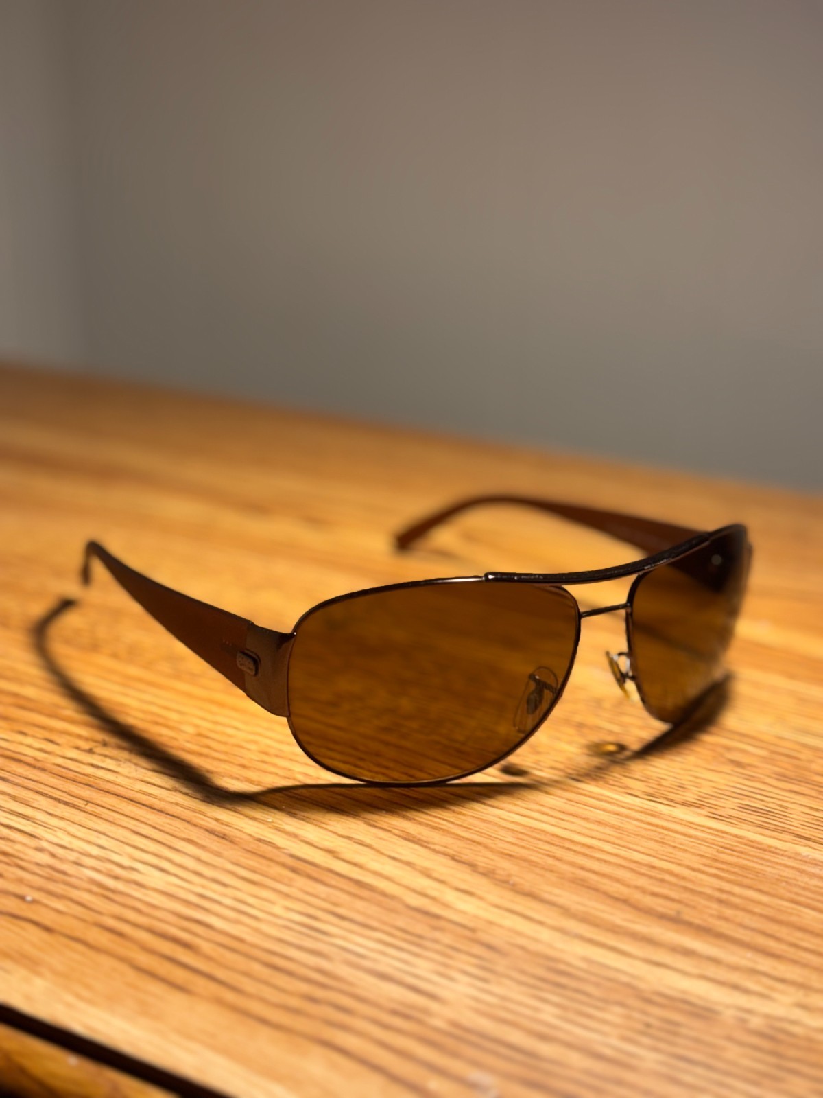 Ray Ban RB 3358 014/57 Brown Polarized Wrap Sunglasses 63-15mm